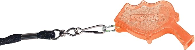 Storm Whistle w/ Lanyard, Orange, STORMBLKORG-NP