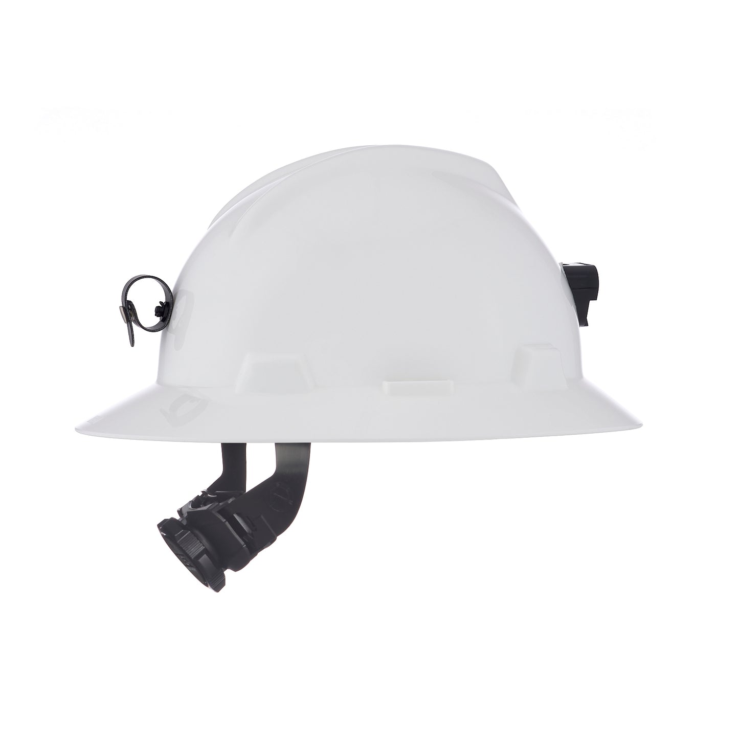 MSA V-Gard White Full Brim Hard Hat W/ Clamp & Cord Holder Sold by the Case of 20