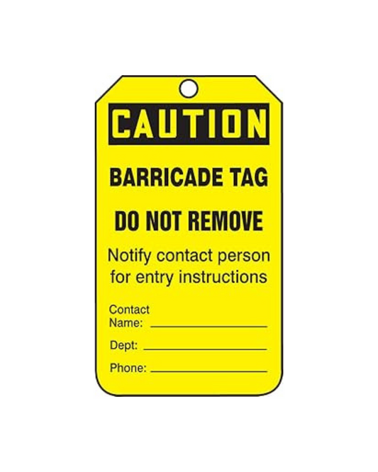 Caution Barricade Tag, Accuform TAB105CTP