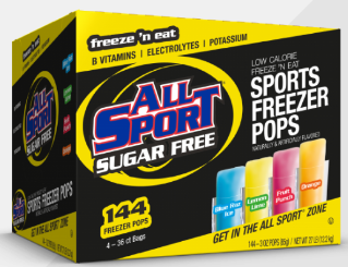 All Sport Zero Freezer Pops, Variety, 144/Case