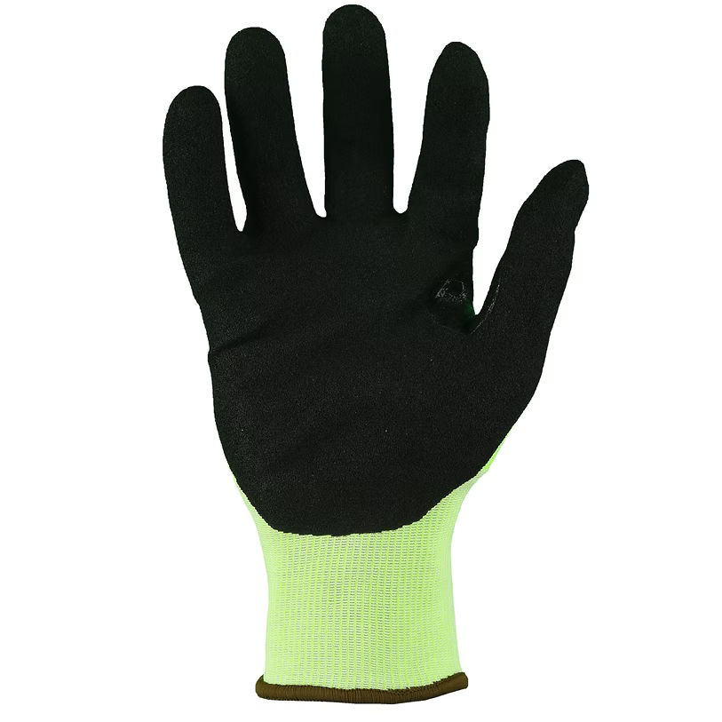 18 gauge Cut Resistant, Glove, A5, Sandy Nitrile Palm, Hi-Vis Yellow