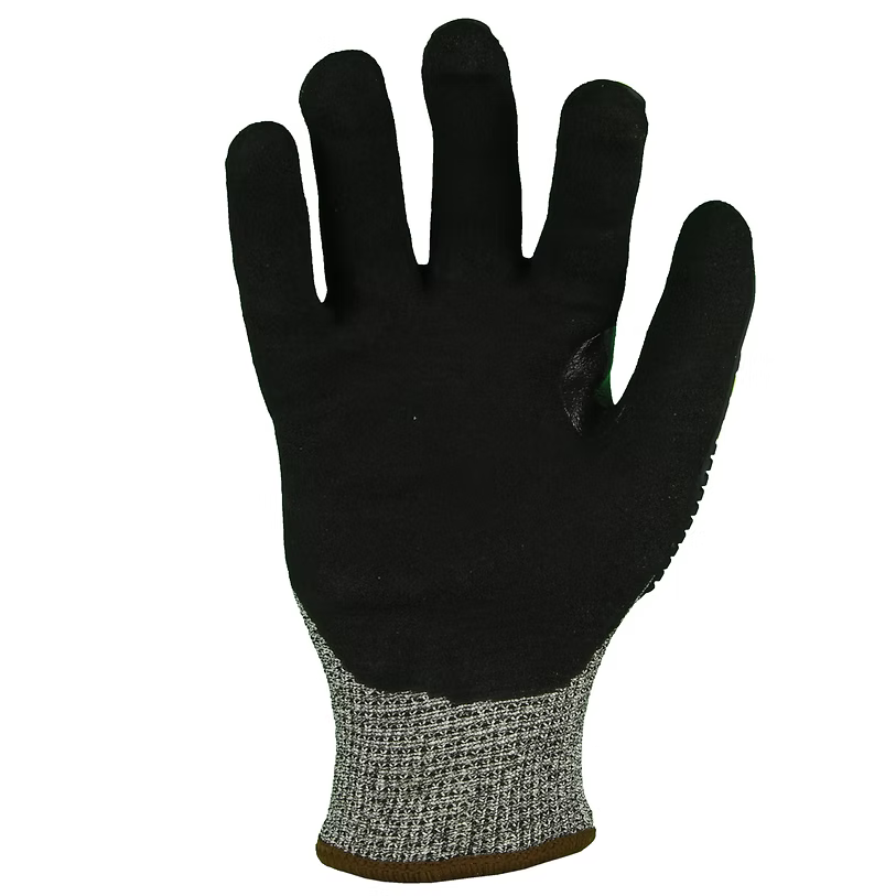 Winter Lined HPPE Impact Level 2 Glove, Cut A5, Black Sandy Nitrile Palm, Velcro Closure, S-2XL