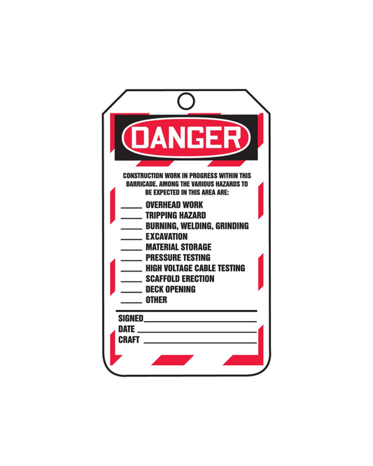 Accuform Danger Safety Tag, Construction Barricade, TAB102CTP