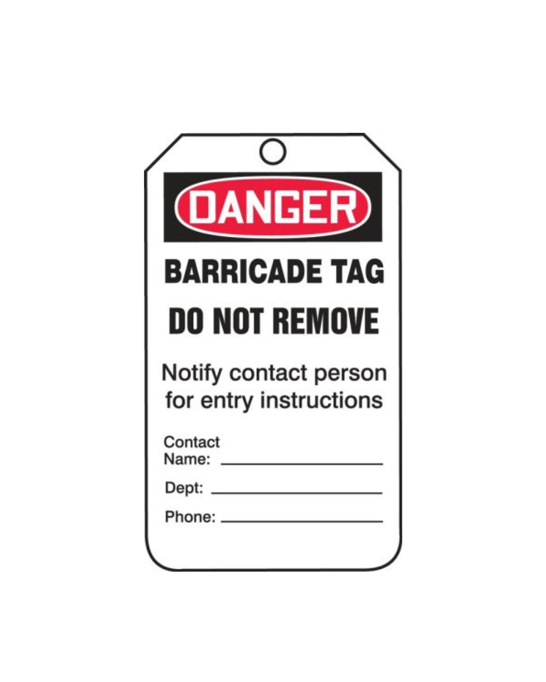 Accuform Danger Safety Tag, Danger Barricade, TAB104CTP