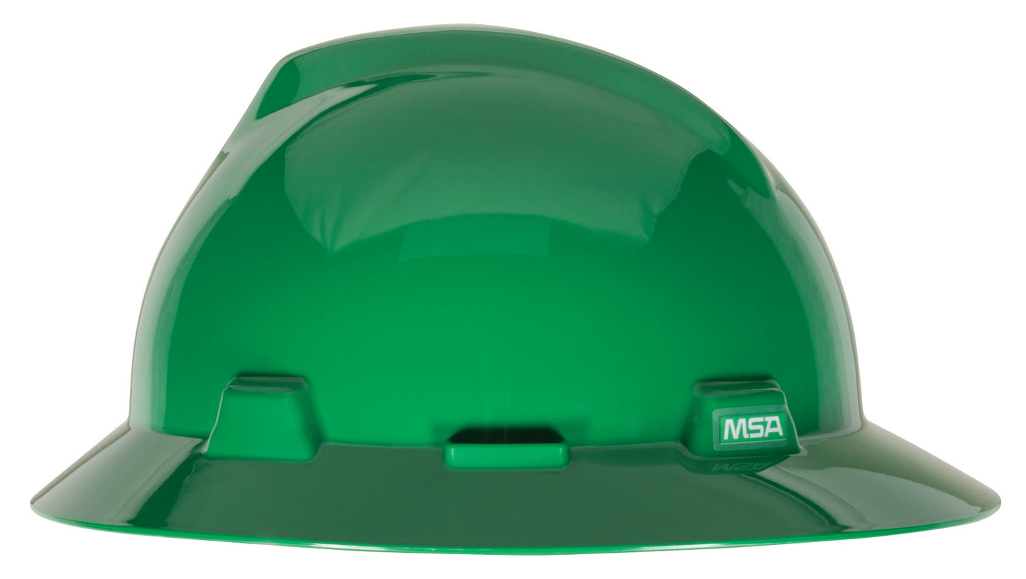 MSA Full Brim Hard Hat, V-Gard, w/Fas-Trac III Suspension