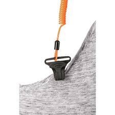 Hard Hat Lanyard, Coiled, with Clip, Orange