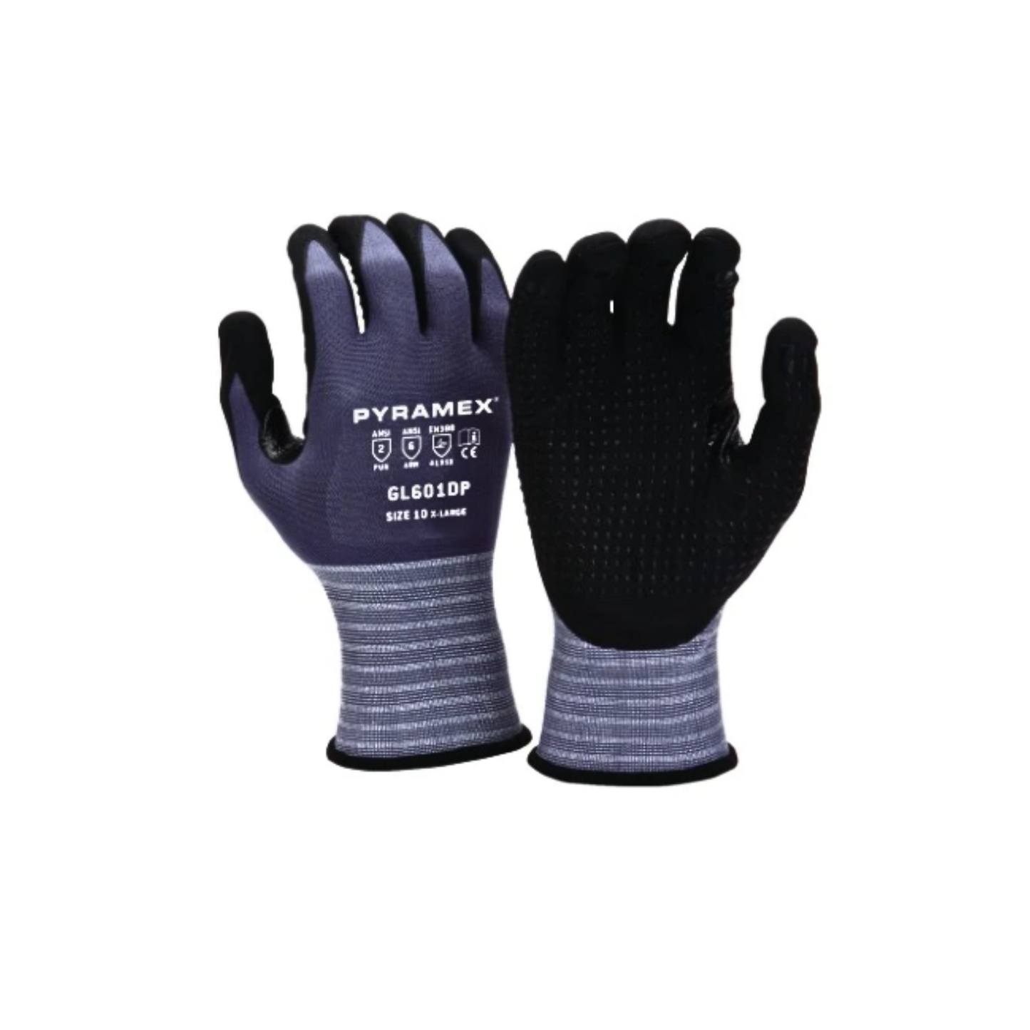 15 Gauge Nitrile Glove with Micro-Foam Dotted Palm and Nylon Spandex Liner, A1, Pyramex