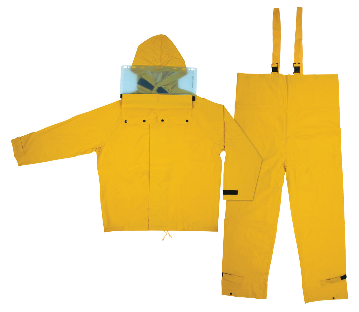 Hydroblasting Suit, Yellow PVC, .35mm, 2 Piece Bib Pants & Jacket with Attached Hood