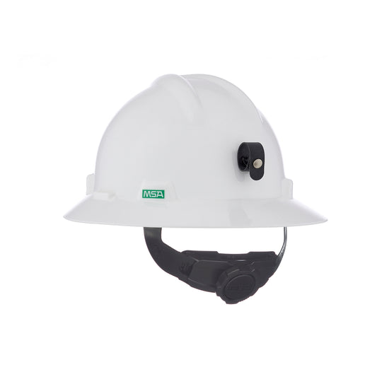 MSA V-Gard White Full Brim Hard Hat W/ Clamp & Cord Holder Sold by the Case of 20