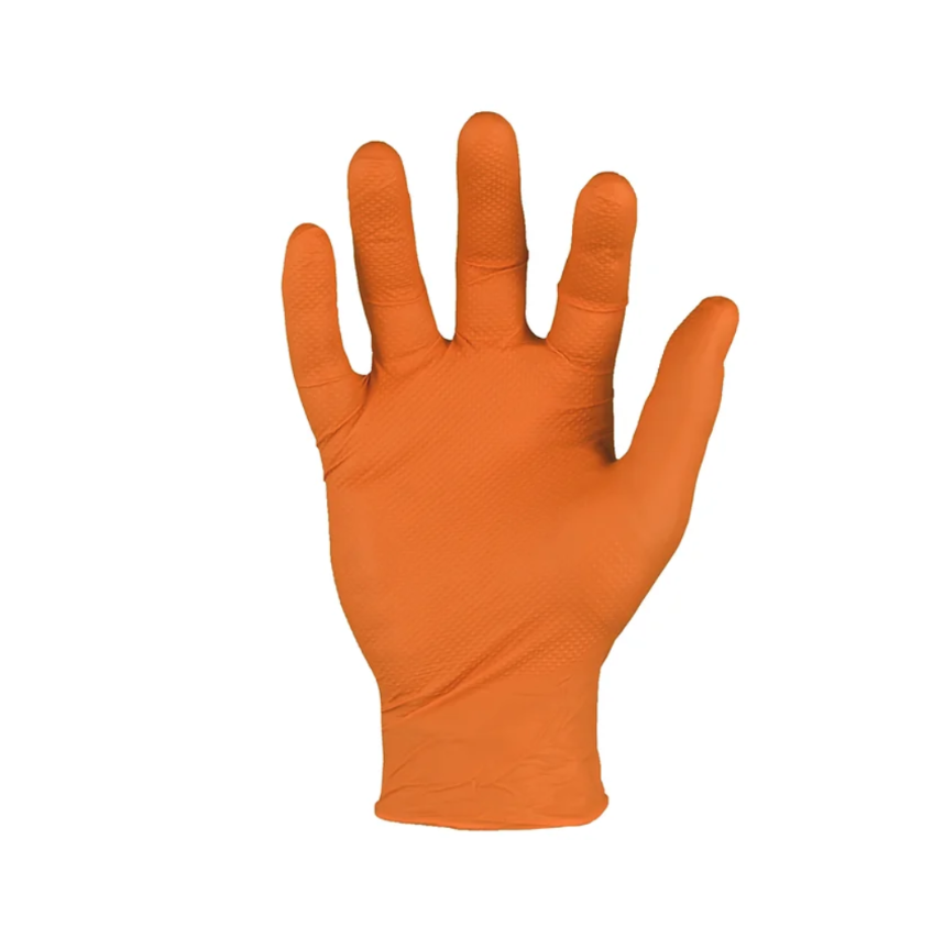 Nitrile Disposable Gloves, 8mil, Diamond Texture, Orange