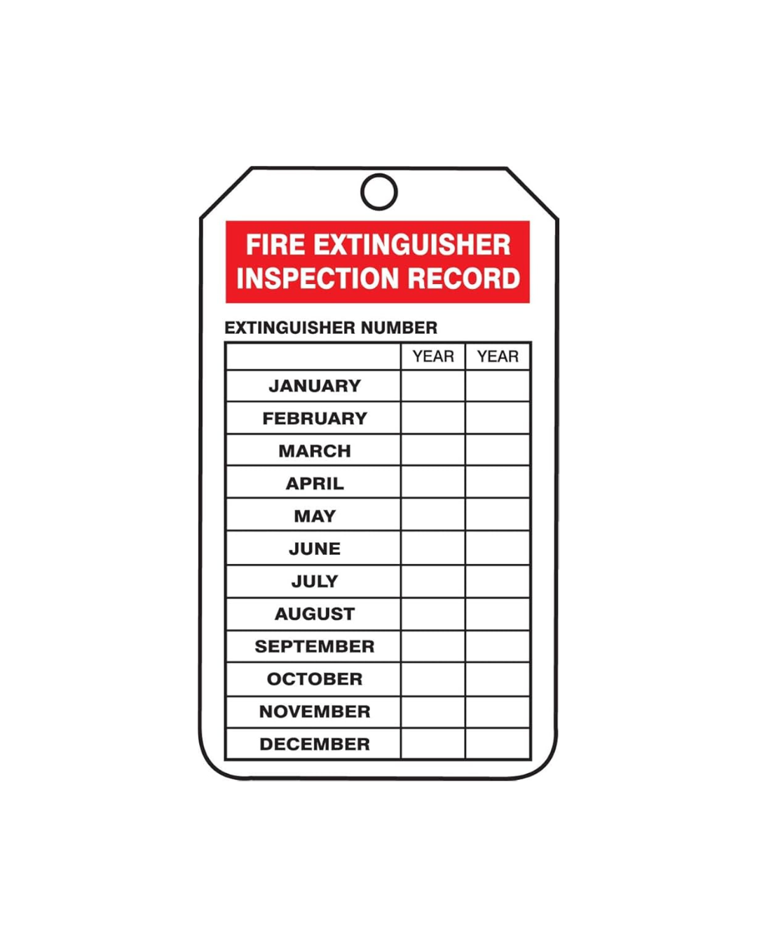 Accuform Mini Record Safety Tag: Fire Extinguisher Inspection Record, TRM101CTP