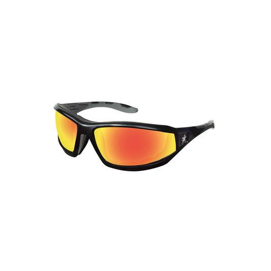 Safety Glasses Fire Mirror Orange Lens, Foam Lined