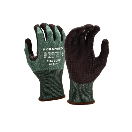 Nitrile Work Glove with Dotted Micro-Foam Nitrile Palm, Cut Level 3, Pyramex GL606DPC