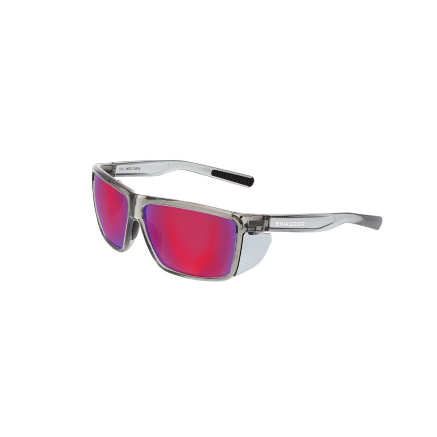 Safety Glasses, Red Diamond Mirror Lens, TPR Nose Pad & Temples, Detachable Side Shields