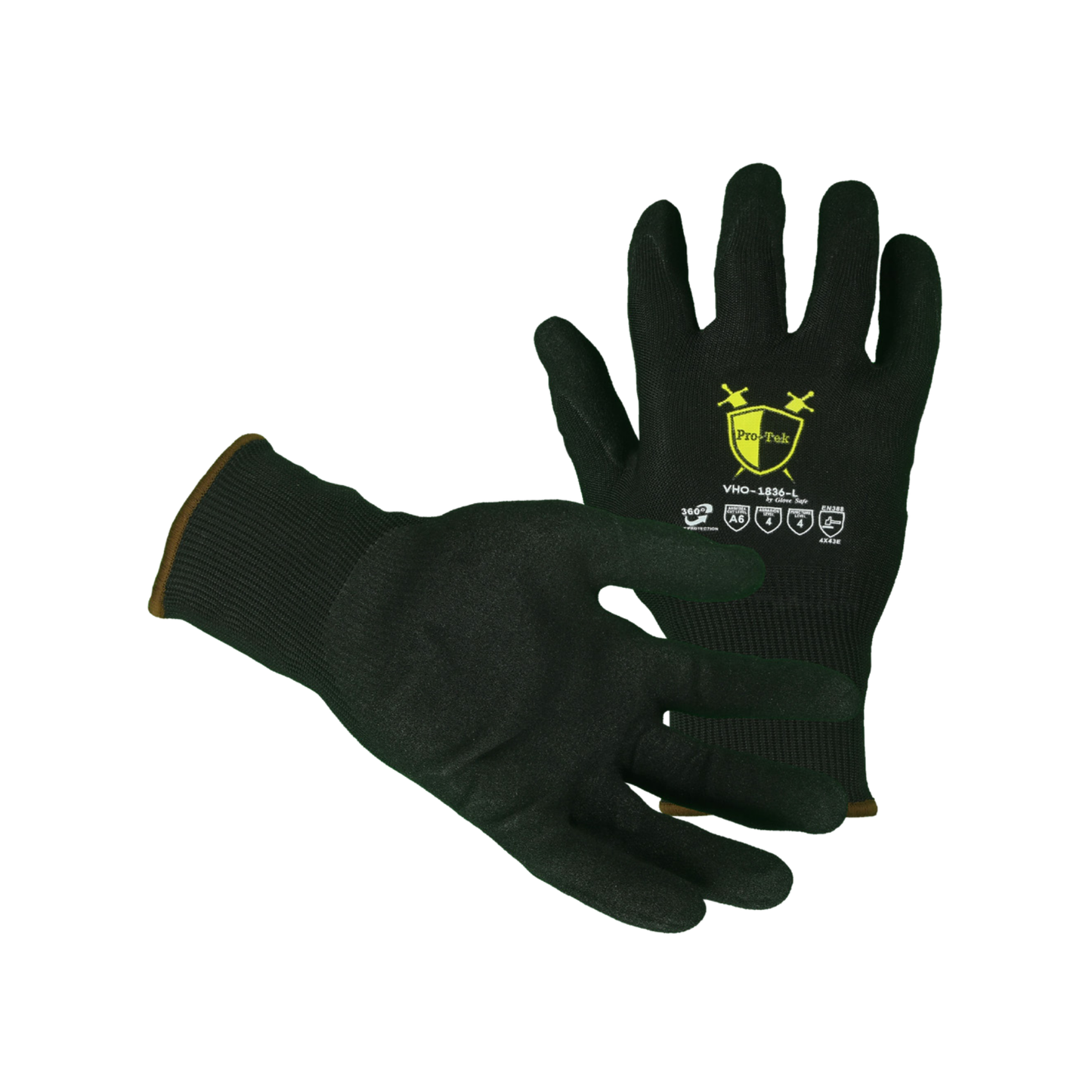 18 Gauge Light Weight Knit Glove, ANSI Cut Level 6, Black