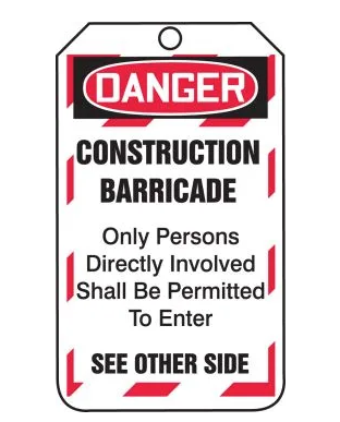 Accuform Danger Safety Tag, Construction Barricade, TAB102CTP